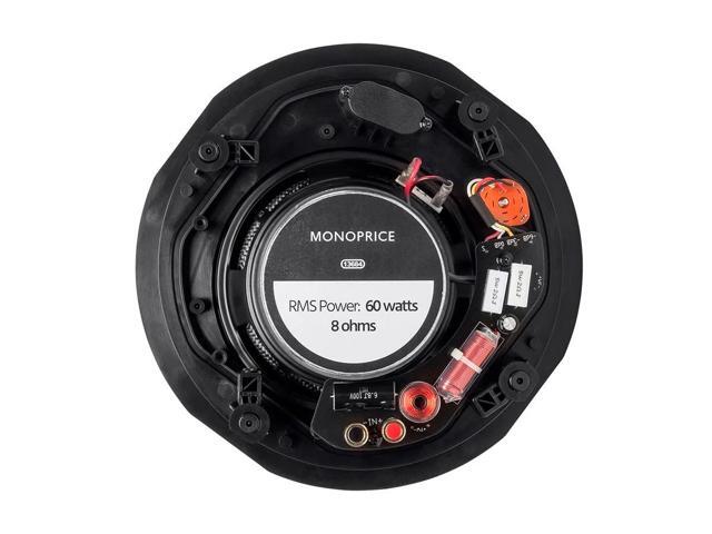 Monoprice Alpha 2-Way Ceiling Speakers - 6.5 Inch (Pair) Carbon Fiber, Paintable Magnetic Grille, Louder with Less Power