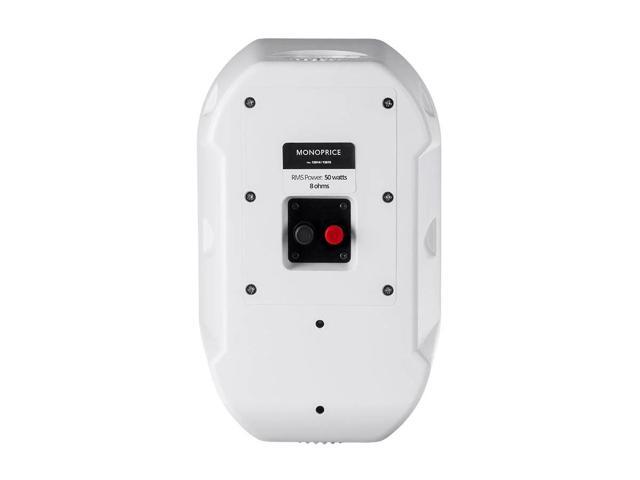 Monoprice 6.5in Weatherproof 2-Way Speakers with Wall Mount Bracket (Pair White)