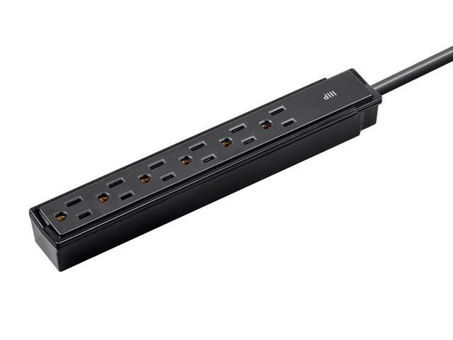 Monoprice 6 Outlet Surge Protector Power Strip - 2 Feet - Black (2 Pack) Heavy Duty Cord UL Rated, 201 Joules, 1800-watt capacity