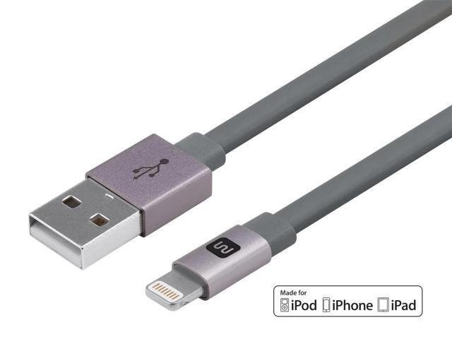 Monoprice Cabernet Series Apple MFi Certified Flat Lightning to USB Charge & Sync Cable, 3ft Gray for iPhone X, 8, 8 Plus, 7, 7 Plus, 6, 6 Plus, 5S