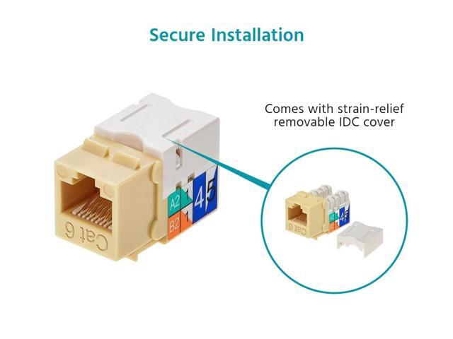 Monoprice Cat6 Punch Down Keystone Jack for 22-24AWG Solid Wire, Beige