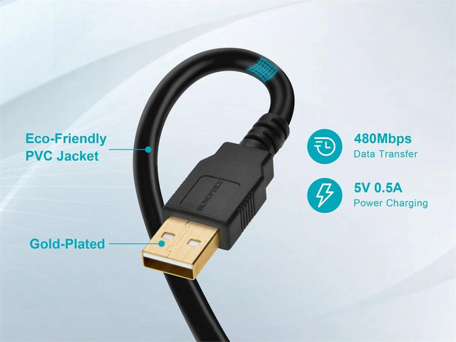 Monoprice USB 2.0 Cable - 10 Feet - Black USB Type-A Male to USB Mini Type-B 5-Pin, 28/24AWG, Gold Plated For Digital Camera, Cell Phones, PDAs,...