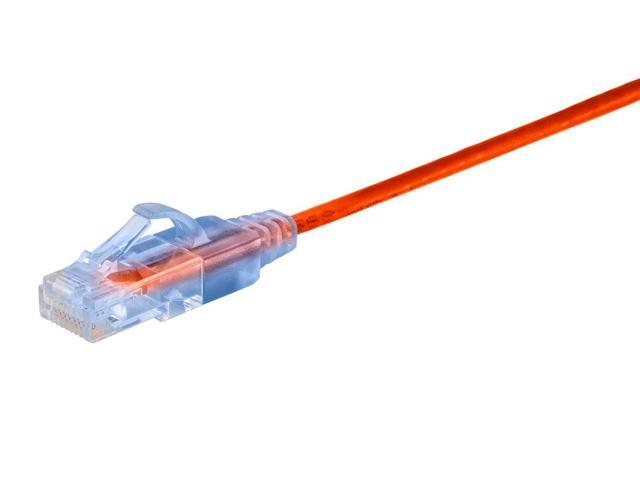 Monoprice SlimRun Cat6A Ethernet Patch Cable - Network Internet Cord - RJ45, Stranded, UTP, Pure Bare Copper Wire, 30AWG, 2ft, Orange, 10-Pack