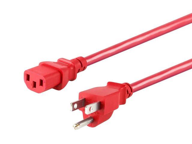Monoprice 18AWG Power Cable / Cord - 2ft - Red 3 Conductor PC Power Connector Socket 10A (NEMA 5-15P to IEC 60320 C13)
