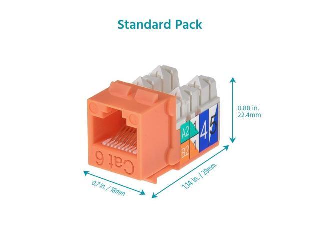 Monoprice Cat6 Punch Down Keystone Jack for 22-24AWG Solid Wire, Orange