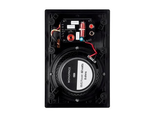 Monoprice 2-Way Carbon Fiber In-Wall Speakers - 6.5in (Pair) With Paintable Magnetic Grille - Alpha Series