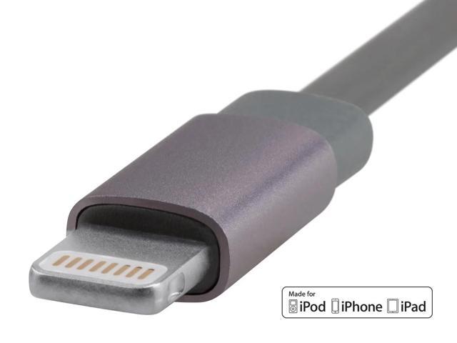 Monoprice Cabernet Series Apple MFi Certified Flat Lightning to USB Charge & Sync Cable, 3ft Gray for iPhone X, 8, 8 Plus, 7, 7 Plus, 6, 6 Plus, 5S