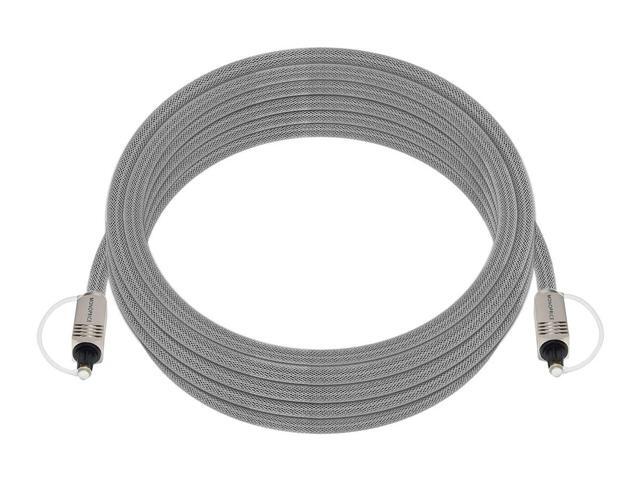 Monoprice Premium S/PDIF (Toslink) Digital Optical Audio Cable - Silver - 15 Feet Heavy Duty Mesh Jacket, Metal Connector Heads, For Play...