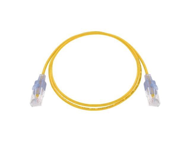 Monoprice SlimRun Cat6A Ethernet Patch Cable - Network Internet Cord - RJ45, Stranded, UTP, Pure Bare Copper Wire, 30AWG, 6in, Yellow, 10-Pack