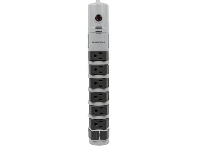 Monoprice Power & Surge - 8 Outlet Rotating Surge Strip - Gray UL Rated 2, 160 Joules with Grounded and Protected Light Indicator