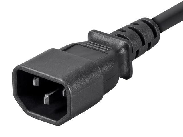 Monoprice 3-Prong Extension Cord - 6 Feet - Black IEC 60320 C14 to IEC 60320 C13, 18AWG, 13A, 125V