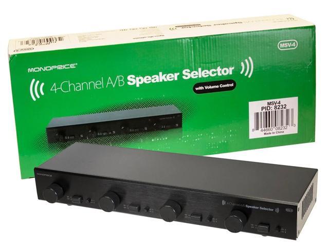 Monoprice Dual Source 4-Channel A/B Speaker Selector With Volume Control, Up To 100 Watts Per Channel