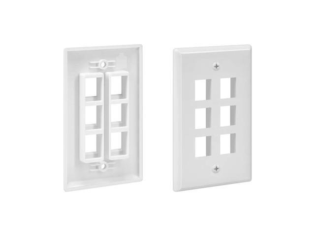 Monoprice 6-Hole 1-Gang Keystone Wall Plate - White