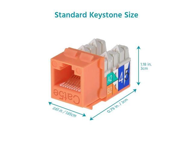 Monoprice Cat5e Punch Down Keystone Jack for 22-24AWG Solid Wire, Orange