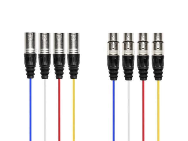 Monoprice 4-Channel XLR Male to XLR Female Snake Cable Cord - 10 Feet- Black/Silver With Metal Connector Housings Plastic And Rubber Cable Boots