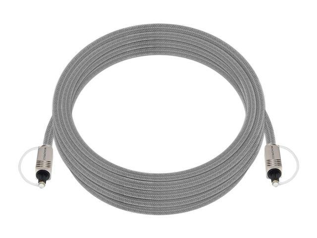 Monoprice Premium S/PDIF (Toslink) Digital Optical Audio Cable - Silver - 10 Feet Heavy Duty Mesh Jacket, Metal Connector Heads, For Play...