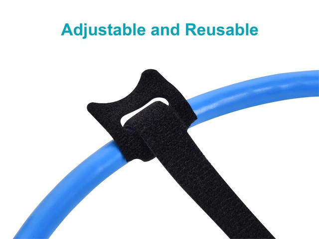 Monoprice Hook and Loop Fastening Cable Ties, 6in, 100 pcs/pack, Black