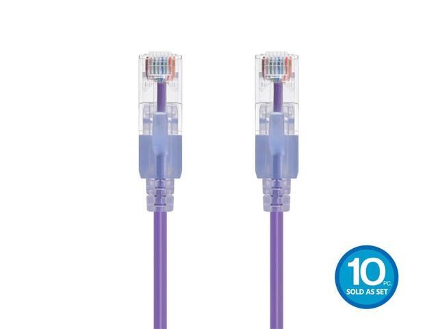 Monoprice Cat6A Ethernet Patch Cable - 7 Feet - Purple (10 Pack) Snagless RJ45 550Mhz UTP Pure Bare Copper Wire 10G 30AWG - SlimRun Series