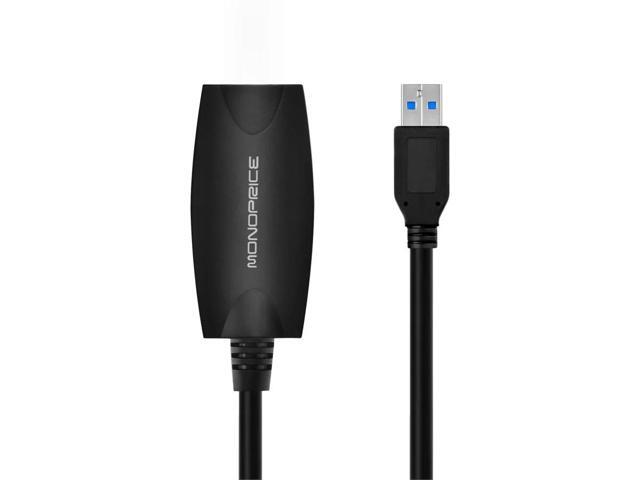 Monoprice USB 3.0 Active Extension Cable - 5 Meter - Black USB Type-A Male to USB Type-A Female, 10 times faster than USB 2.0