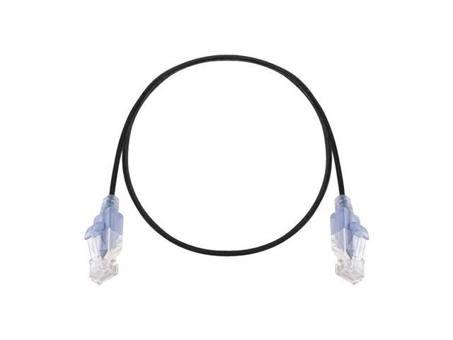 Monoprice SlimRun Cat6A Ethernet Patch Cable - Network Internet Cord - RJ45, Stranded, UTP, Pure Bare Copper Wire, 30AWG, 2ft, Black, 10-Pack