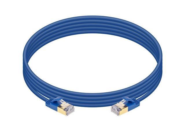 Monoprice SlimRun Cat6A Ethernet Patch Cable - Network Internet Cord - RJ45, Stranded, STP, Pure Bare Copper Wire, 36AWG, 5ft, Blue
