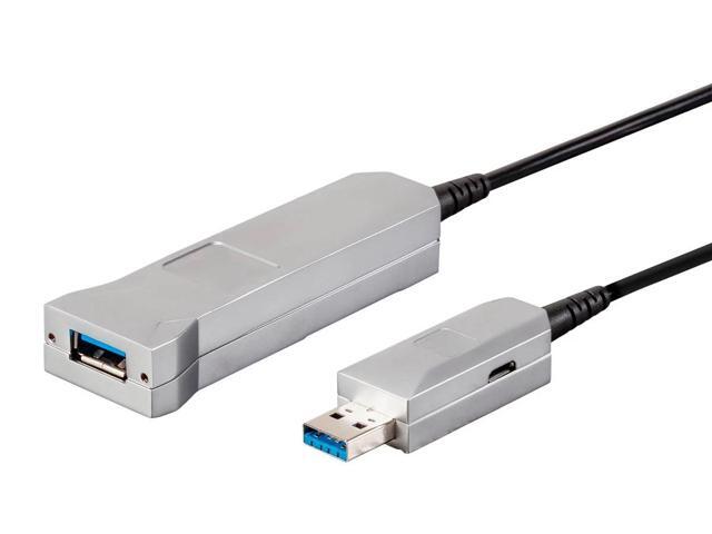 Monoprice USB-A to USB-A Female 3.0 Extension Cable - 65.6 Feet - Silver Fiber Optic - SlimRun