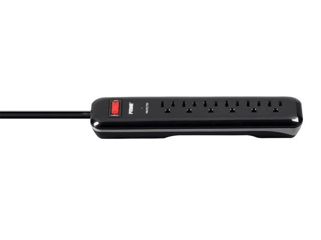 Monoprice Power & Surge - 6 Outlet Surge Protector Power Strip with Low-Profile Plug - 4 Feet Cord - Black 1000 Joules, 15A / 125V / 1875W