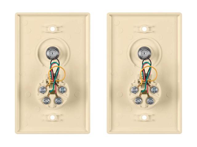 Monoprice Combo Phone/Video Jack Plate, Ivory, 2-pack