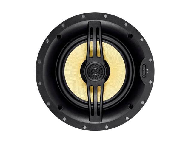 Monoprice 2-Way Aramid Fiber Back Ceiling Speakers - 8 Inch - Black With Covered Crossover (Pair), Removable And Paintable Grille