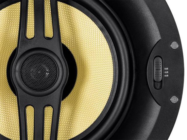 Monoprice 2-Way Aramid Fiber Back Ceiling Speakers - 8 Inch - Black With Covered Crossover (Pair), Removable And Paintable Grille