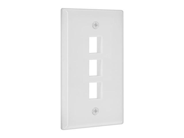 Monoprice 3-Hole 1-Gang Keystone Wall Plate - White