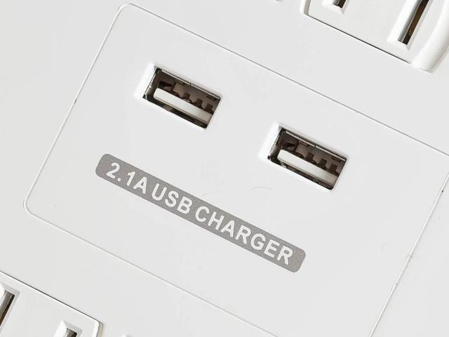 Monoprice Power & Surge - 12 Outlet Surge Protector Power Strip With 2 Built In 2.1A USB Charger Ports - 6 Feet - White Cord UL Rated, 3,420...