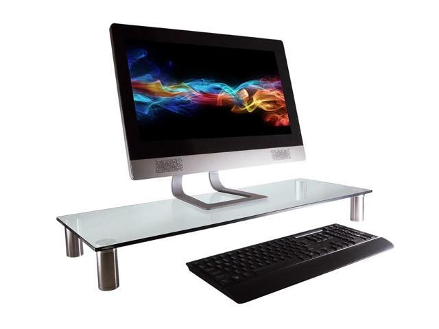Monoprice Multimedia Riser Desktop Monitor Stand - Clear Glass, Large 30.8 x 11 Inches - Workstream Collection