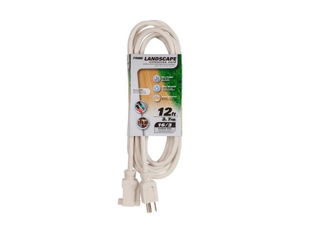Monoprice 16/3 SJTW Outdoor Extension Cord - 12 Feet - White, Water Resistant, Flame Retardant, Ultra Flexible, Abrasion Resistant