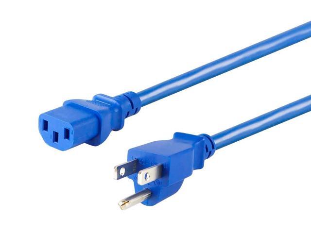 Monoprice 18AWG Power Cable / Cord - 2ft - Blue 3 Conductor PC Power Connector Socket 10A (NEMA 5-15P to IEC 60320 C13)