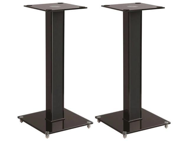 Monoprice Elements Speaker Stand - 18 Inch (Pair) With Cable Management, Strong Tempered Glass Base With Floor Spikes