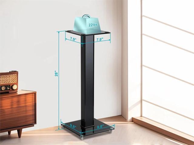 Monoprice Elements Speaker Stand - 28 Inch (Pair) With Cable Management, Strong Tempered Glass Base With Floor Spikes
