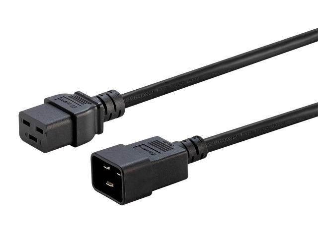 Monoprice Heavy Duty Extension Cord - 10 Feet - Black, IEC 60320 C20 to IEC 60320 C19, 12AWG, 20A, SJT, 250V, For Powering Servers, Routers, and...