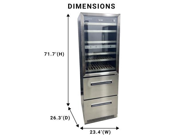 Equator Connoisseurs Club 3-Zone 84 Bottle Wine/Beverage Refrigerator+2 Drawers 110V with 7 LED lights