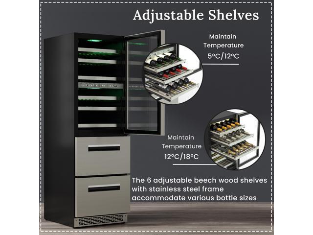 Equator Connoisseurs Club 3-Zone 84 Bottle Wine/Beverage Refrigerator+2 Drawers 110V with 7 LED lights
