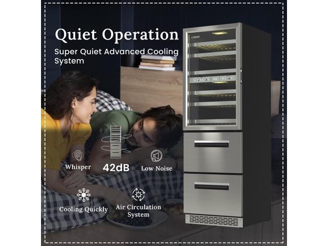 Equator Connoisseurs Club 3-Zone 84 Bottle Wine/Beverage Refrigerator+2 Drawers 110V with 7 LED lights