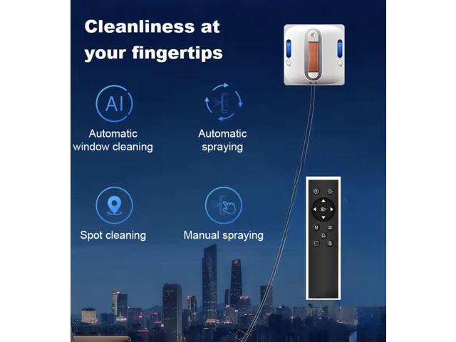 Window Cleaning Robot 7000Pa 4-Water Nozzles 4 Cleaning Mode Intelligent Edge-to-Edge Cleaning with Remote Control