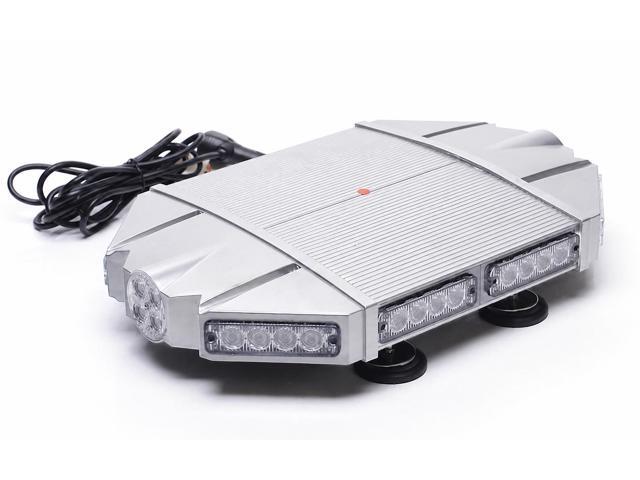 18' Silver Rooftop TIR 3W LED Light Bar Warning Strobe 40 LEDs with Magnetic Base
