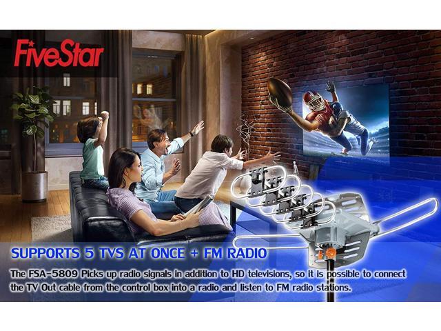 Five Star TV Antenna Outdoor 150 miles 360 Degree Rotation UHF VHF with Pole & Remote Control Support 5 TVs - image 6