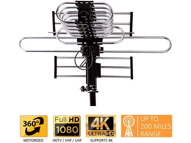 [Newest 2020] FiveStar Outdoor TV Antenna 200-Mile Long Range, 360 Degree Directional Rotation, Amplified, HDTV, Water Resistant, UV Resistant,...