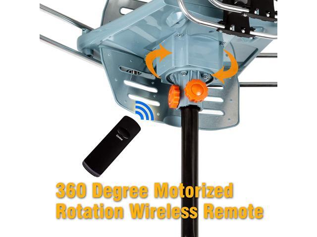 Five Star 150 Miles Range Amplified Digital Outdoor HDTV Antenna for smart TV and old TV, 360 Degree Rotation Wireless Remote, with 40FT RG6 Coax...