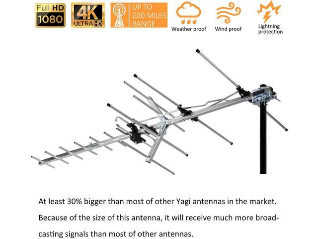 Five Star TV Antenna Indoor/Outdoor Yagi Satellite HD Antenna with up to 200 Mile Range, Attic or Roof Mount TV Antenna, Long Range Digital OTA...
