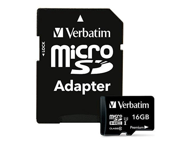 Verbatim 16 GB Premium MicroSDHC Memory Card with Adapter, UHS-I Class 10 - 44082