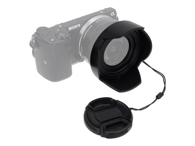 Fotodiox Lens Hood Kit for Sony E PZ 16-50mm F3.5-5.6 OSS E-Mount Power Zoom Lens, Tulip Flower Hood with Cap For Sony Kit Lenses