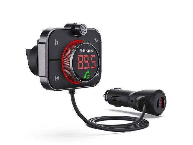 Rexing FMT2 FM Transmitter Car Charger w/Bluetooth 5.0, MicroSD Port, Wireless Audio Adapter USB & Type C, Quick Charge 3.0, Enhanced Bass Music...
